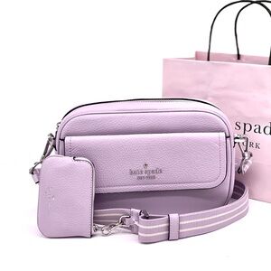 Kate Spade Rosie Pebbled Leather Small Flap Crossbody Camera Bag Violet